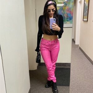 Fiorucci pink leather straight pants